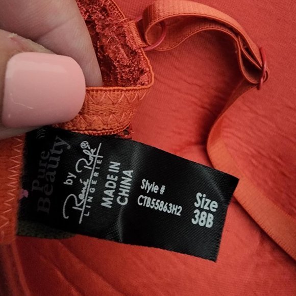 NWT Rene Rofe Cato 38B Bra Padded Pure Beauty Red Underwire - Picture 4 of 5